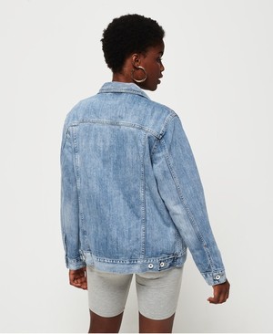 Superdry Longline Denim Női Kabát Kék | QPXWD9376